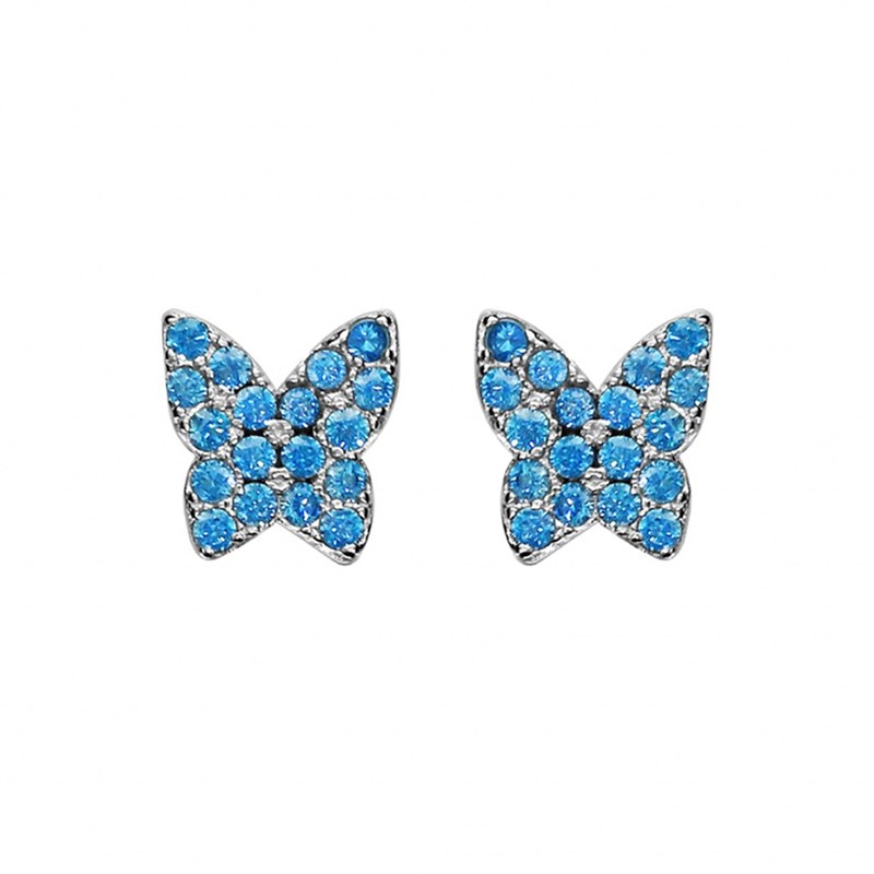 Boucles d'oreilles Papillon bleu - Argent