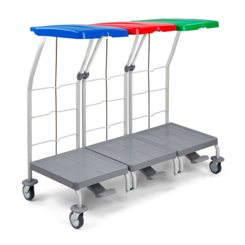 Chariot de ramassage linge 3 supports avec pédale Filmop