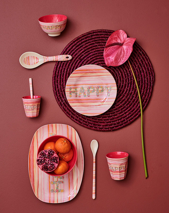 Melamin-Servierteller HAPPY in rosa