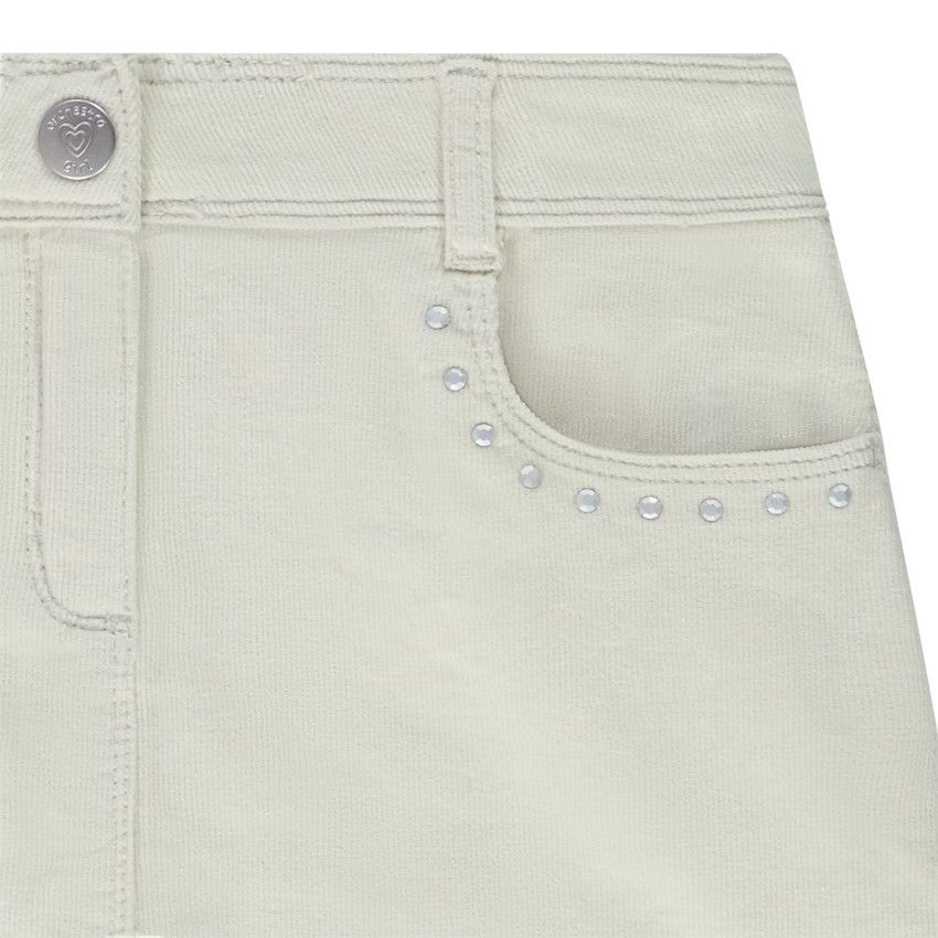 Jupe trapèze en velours avec strass pour fille - Ecru