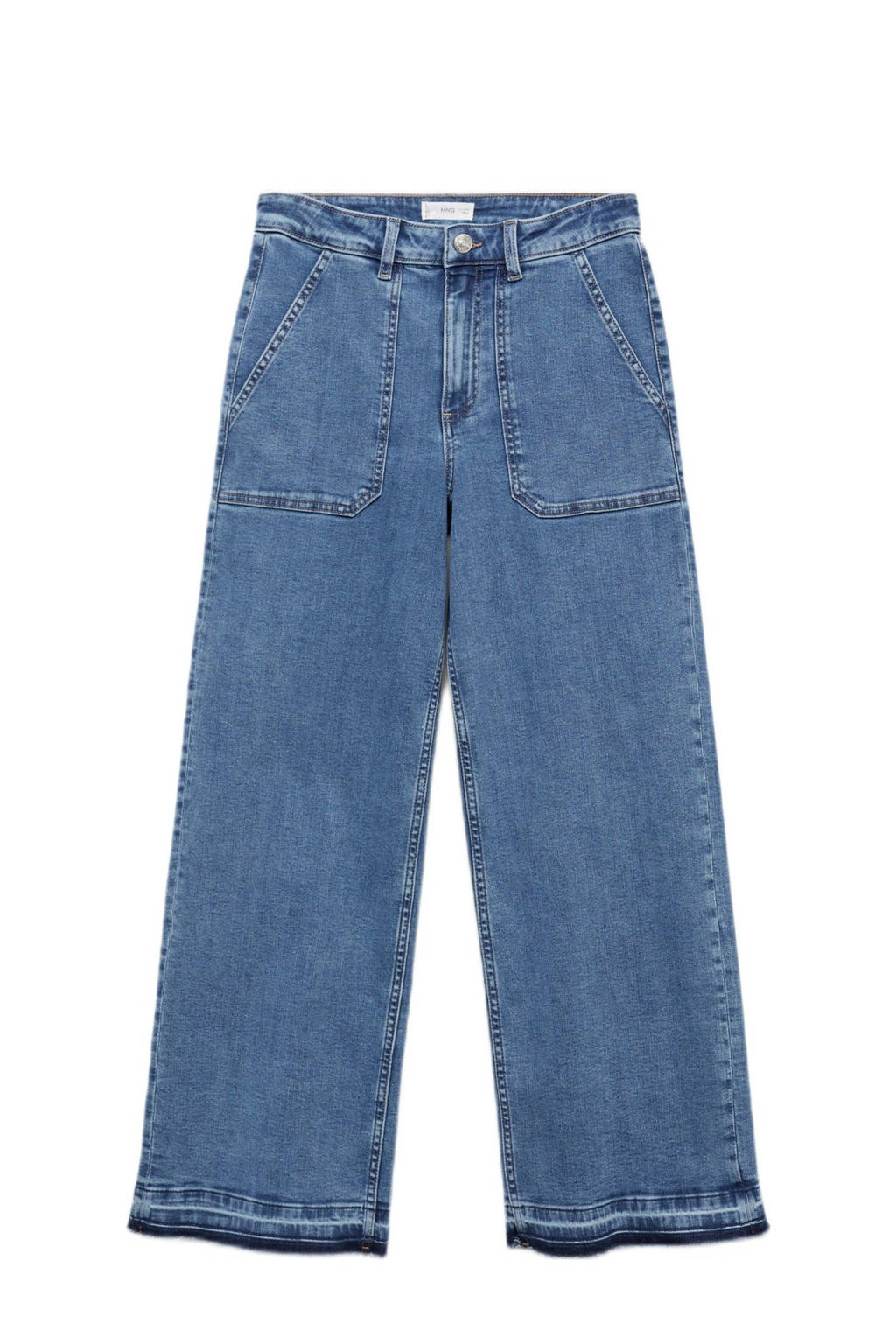 MANGO TEEN wide leg high waist jeans medium blue denim