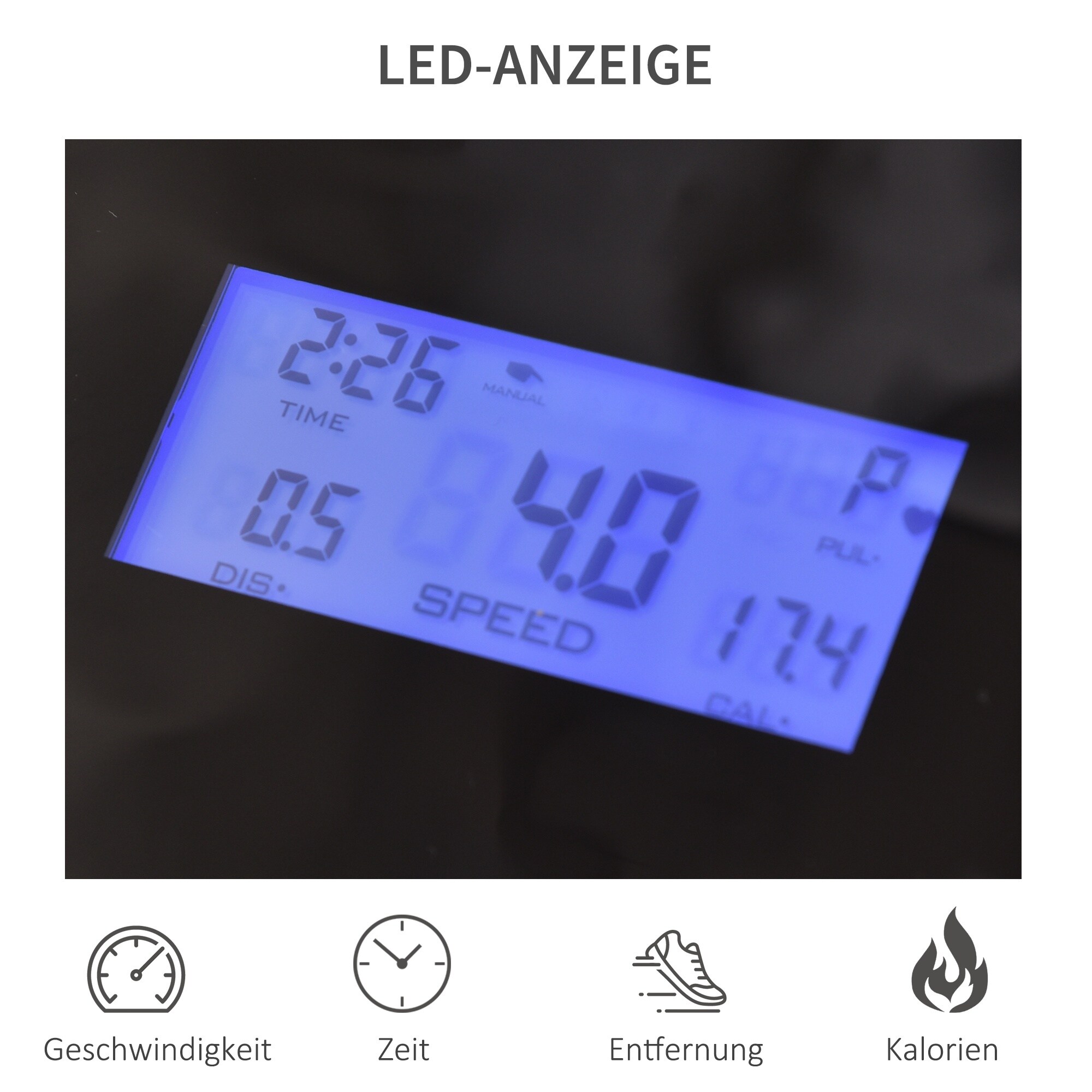 HOMCOM Laufband Ideales Training, Getränkehalter, Handyhalter Schwarz, Grau 142 x 66 x 127 cm (LxHxB)