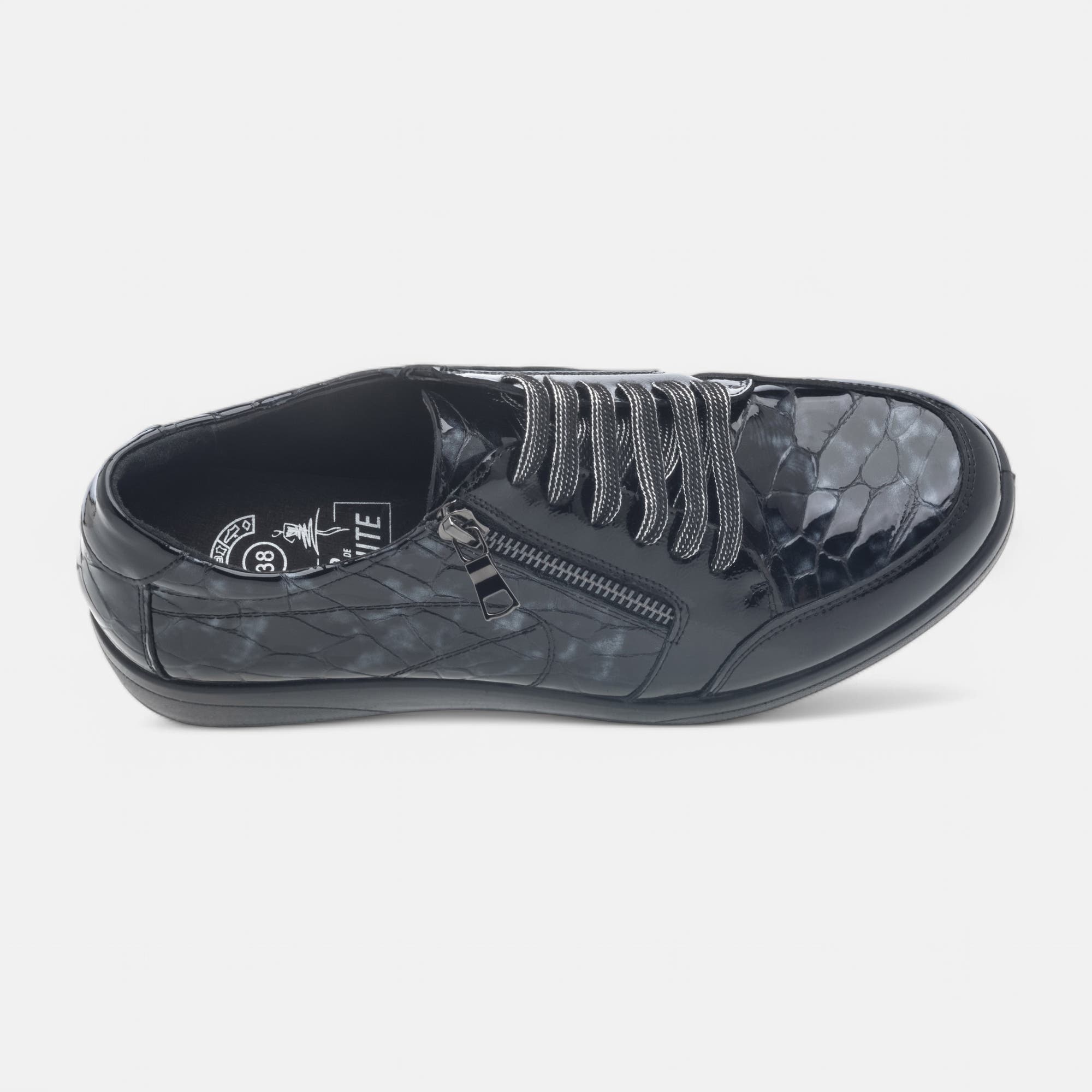 Derbies pieds sensibles Femme en cuir bleu marine