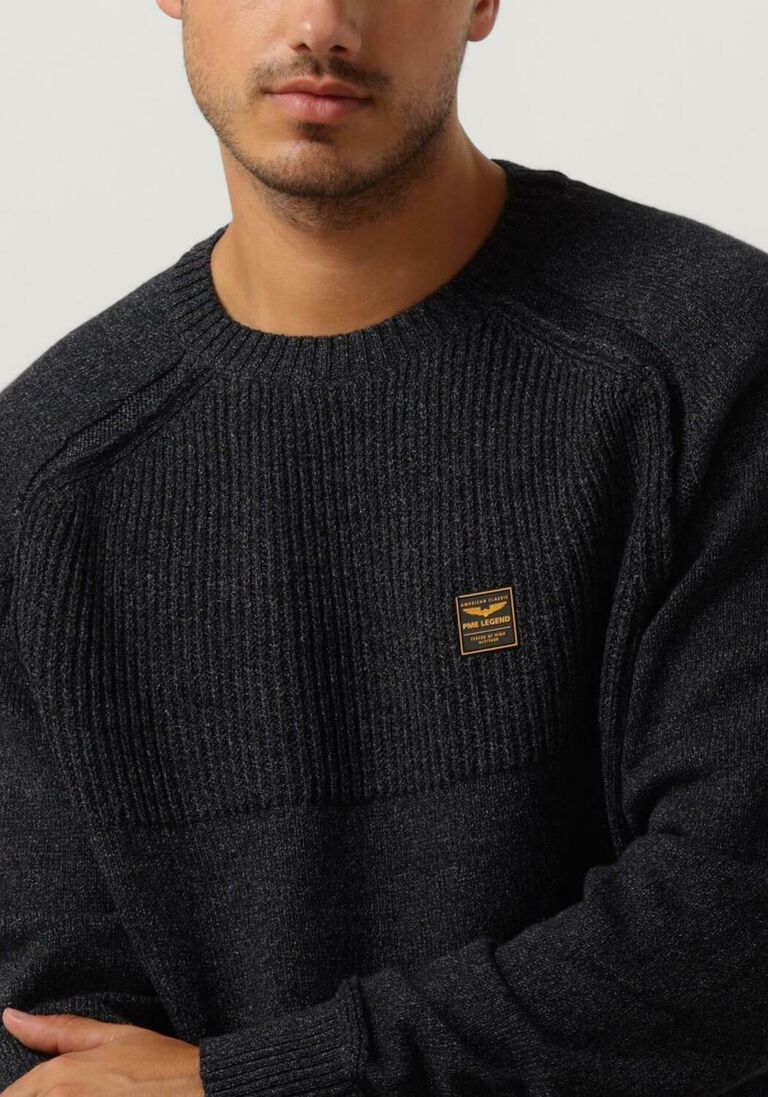 PME LEGEND donkerblauwe pme legend trui r-neck cotton indigo look knit