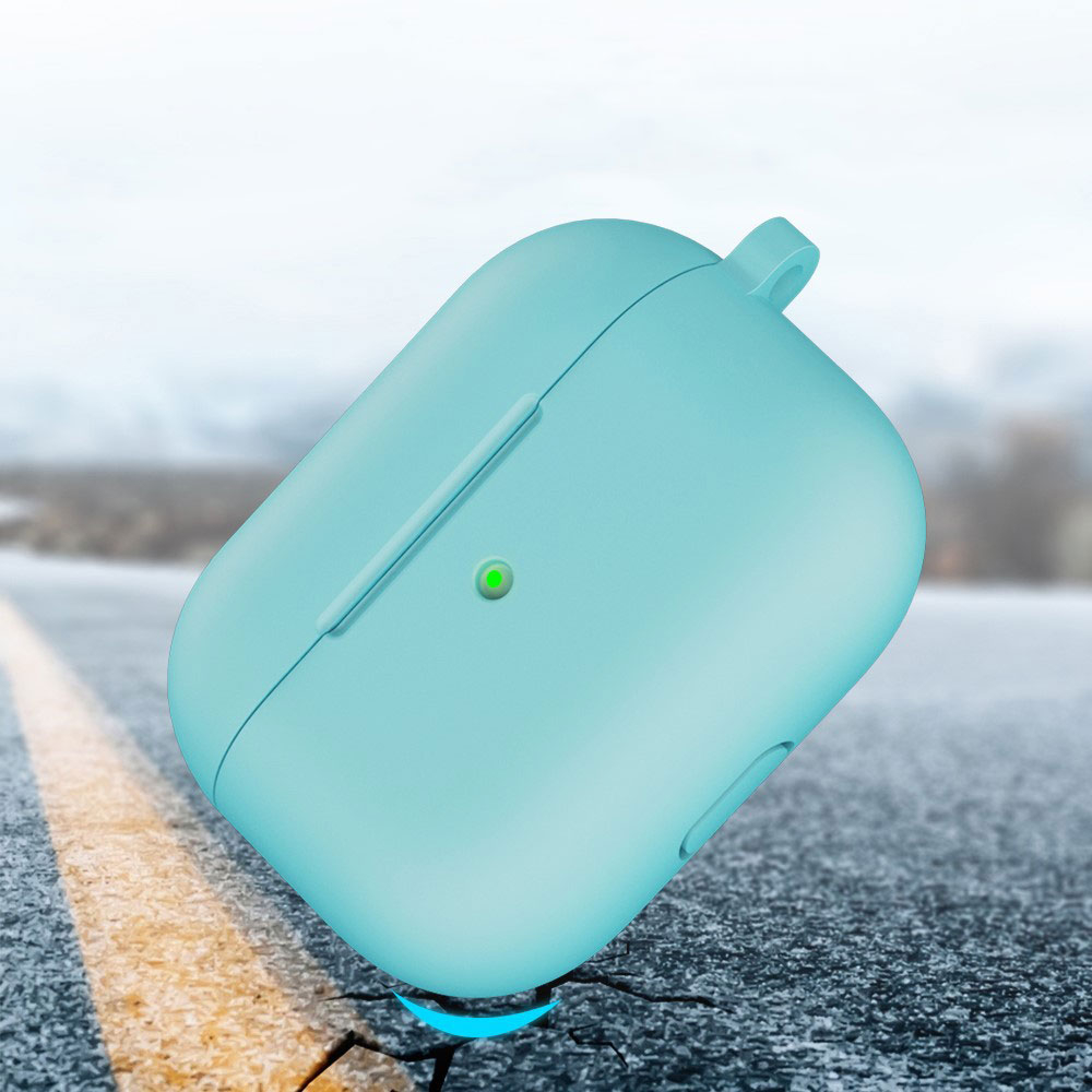 AirPods (3. Generation) Silikon Schutzhülle Abdeckung mit Karabinerhaken - Türkis