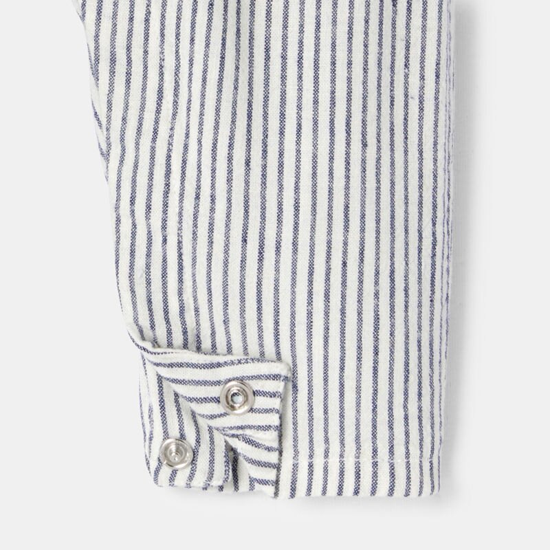 Salopette coton et lin rayée bleu bébé mixte Bleu