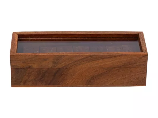 Domino avec boîte en bois marron 20x7x5,5h