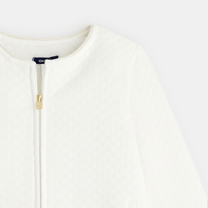 Sweat-shirt doublé en polaire sherpa blanc fille