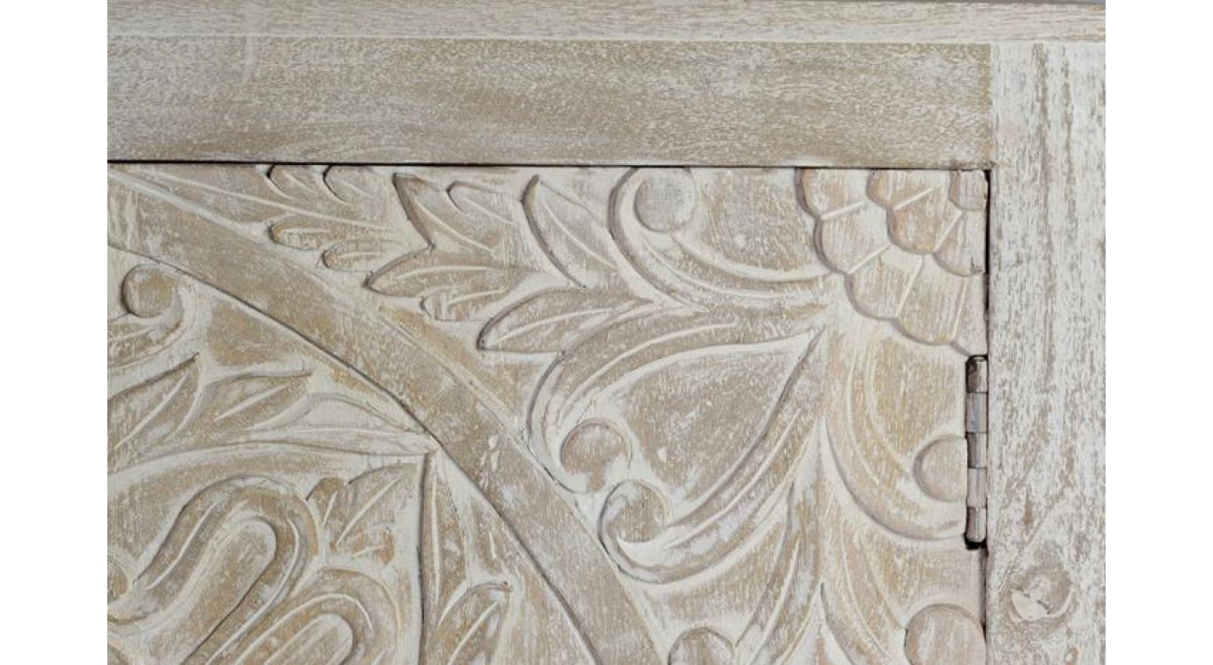 Bahut bois, fer blanc 170x39x90cm - bois-fer