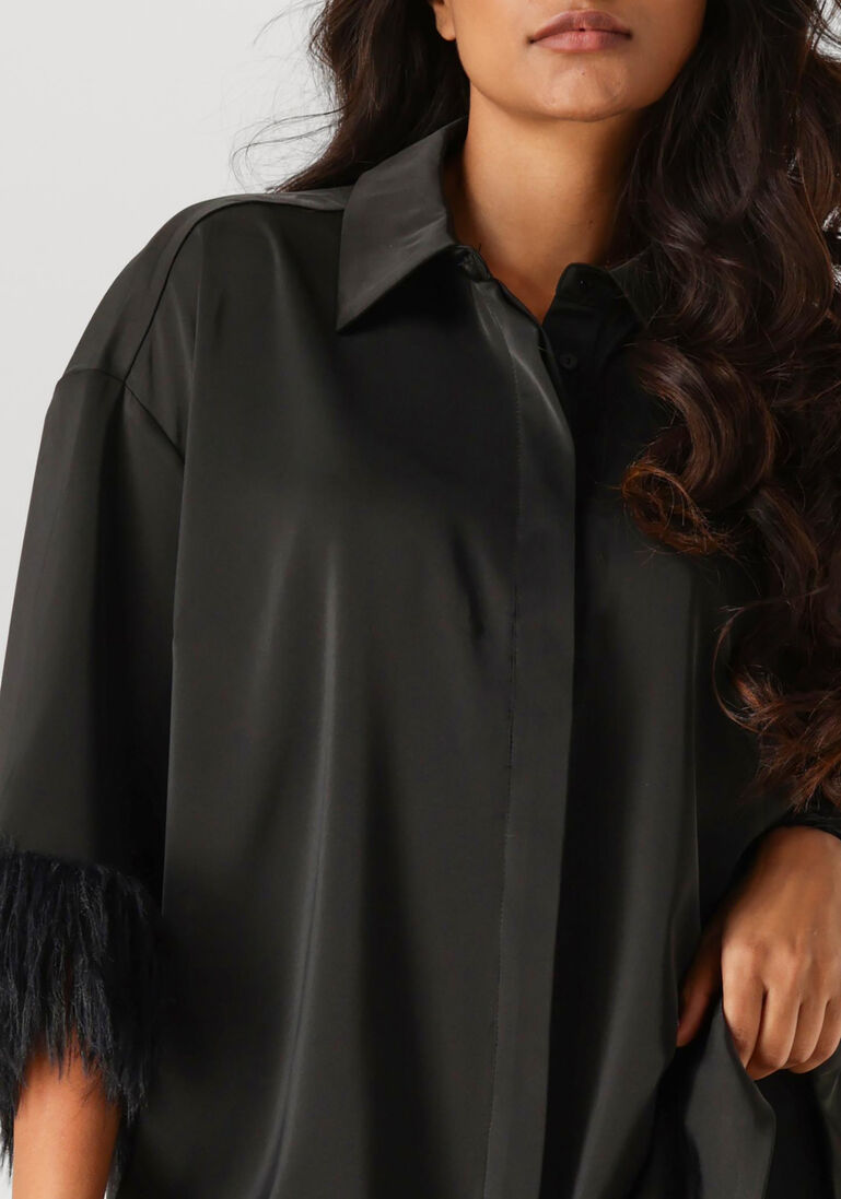 zwarte co'couture mini jurk adna cc feather shirt