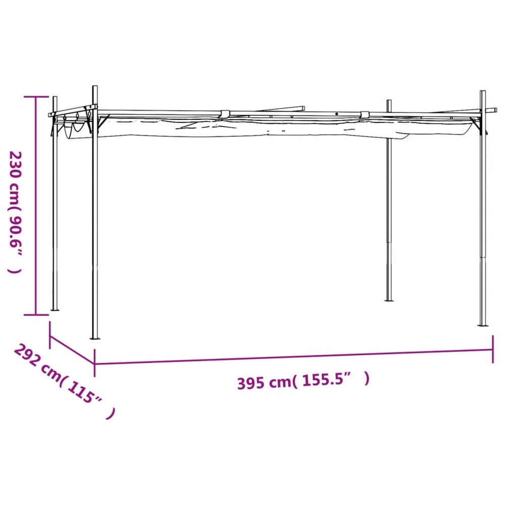 Pergola avec toit rétractable anthracite 395x292x230 cm