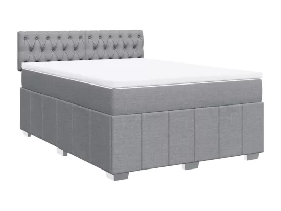 Sommier à lattes de lit avec matelas Gris clair 160x200cm Tissu