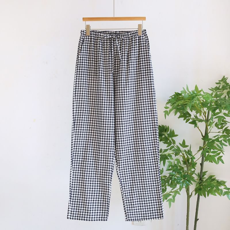 Dogini - Bijpassende pyjamabroek met hoge taille en ruitmotief (verschillende ontwerpen)