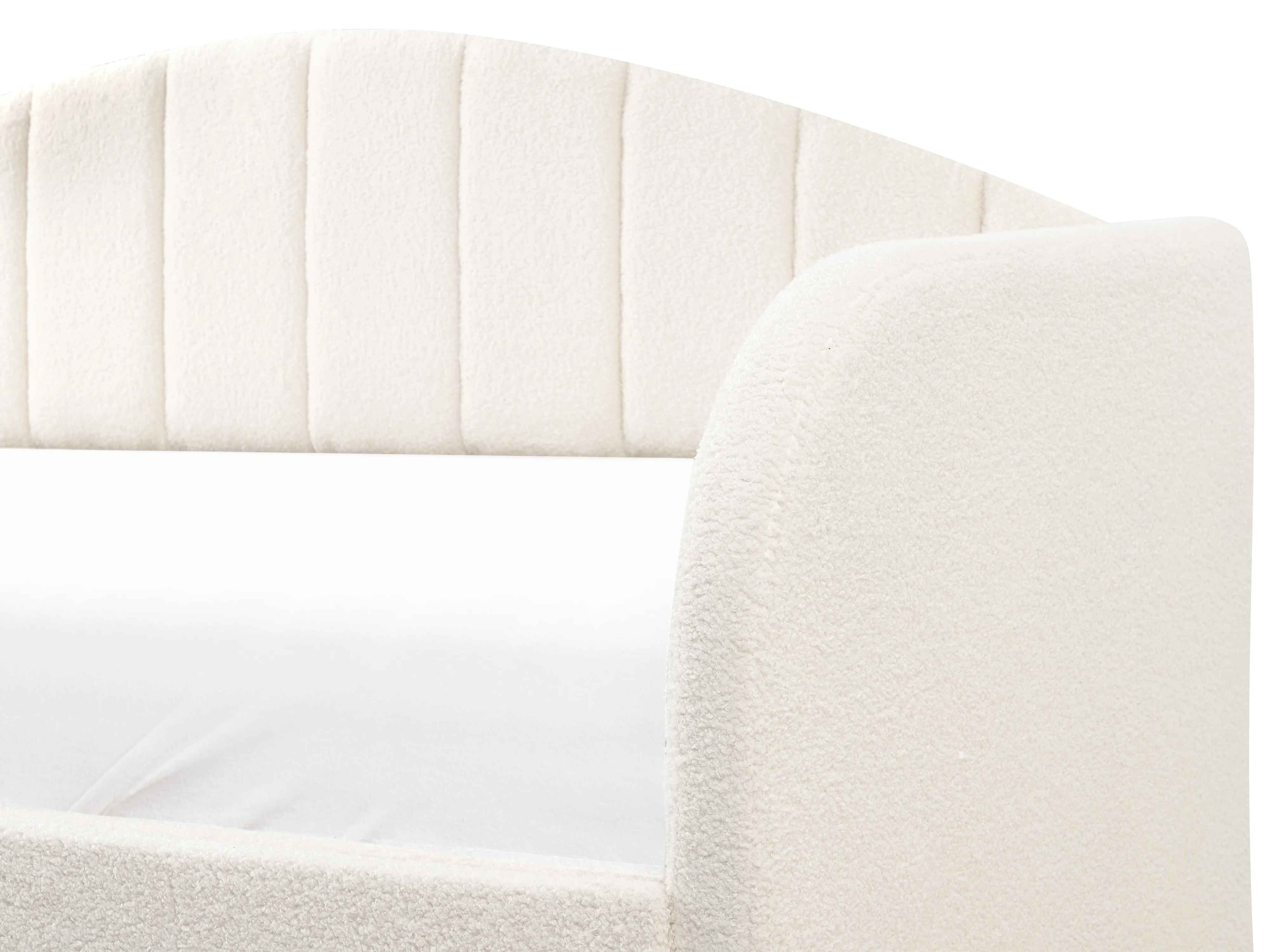 Onderschuifbed Bouclé EYBURIE 90 x 200 cm Lichtbeige