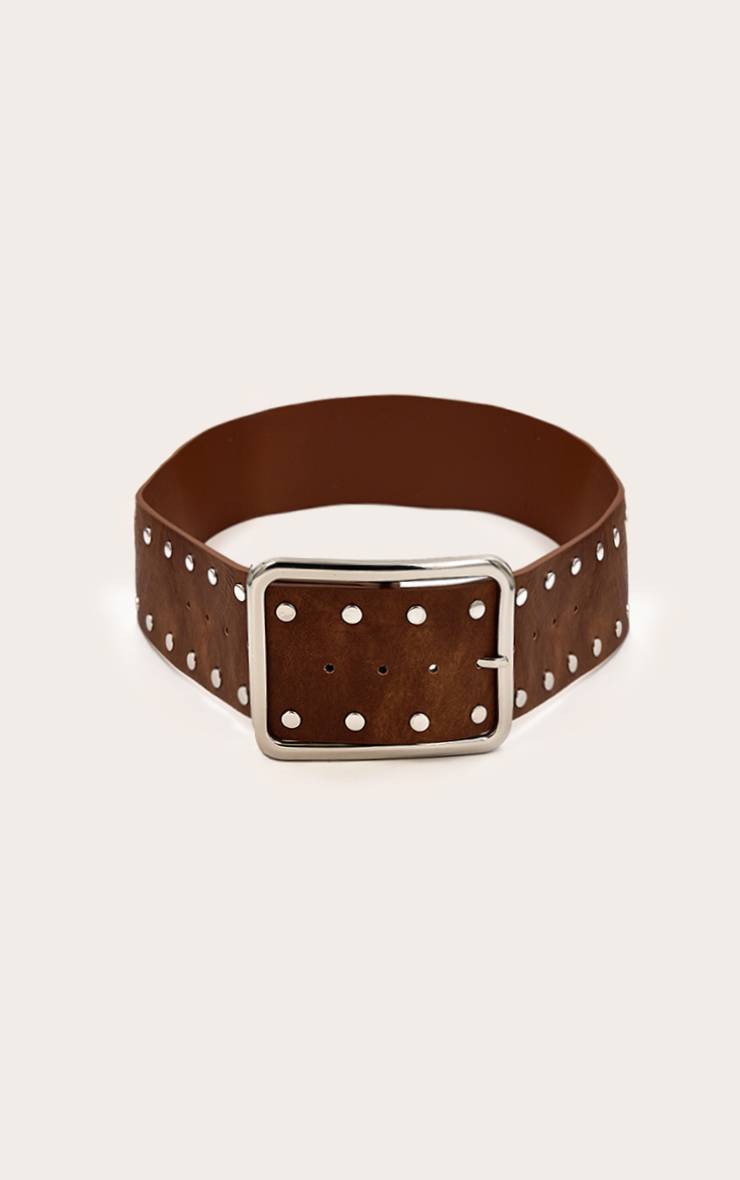 Marron Ceinture Épaisse En Synthétique Avec Boucle Carrée