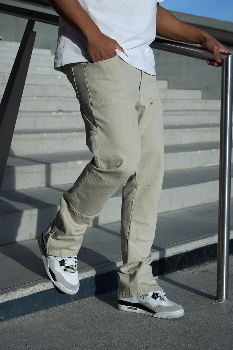 Jean beige foncé à empiècement