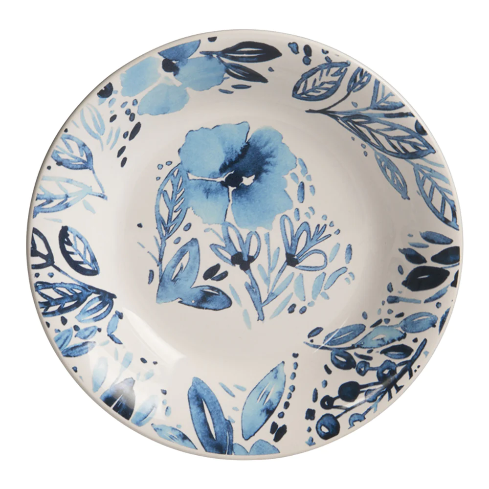 Assiette creuse Jardin bleu 20,5 cm (lot de 6) Trend'up