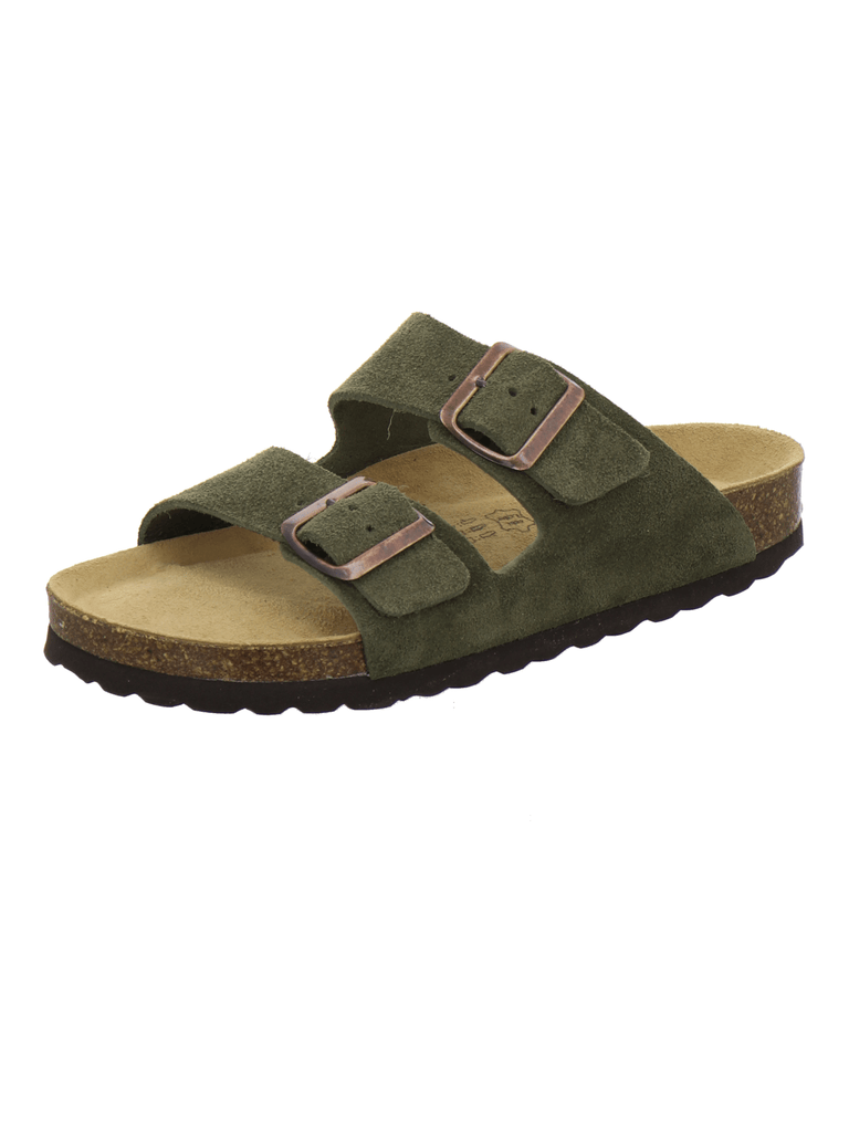 Pantoletten Damen Zweischnaller moos Velour