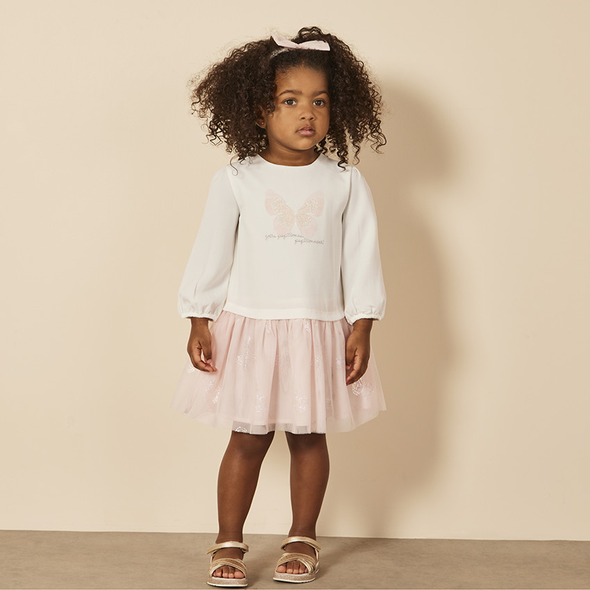 Ensemble 2 pièces robe manches longues + bandeau pour bébé fille