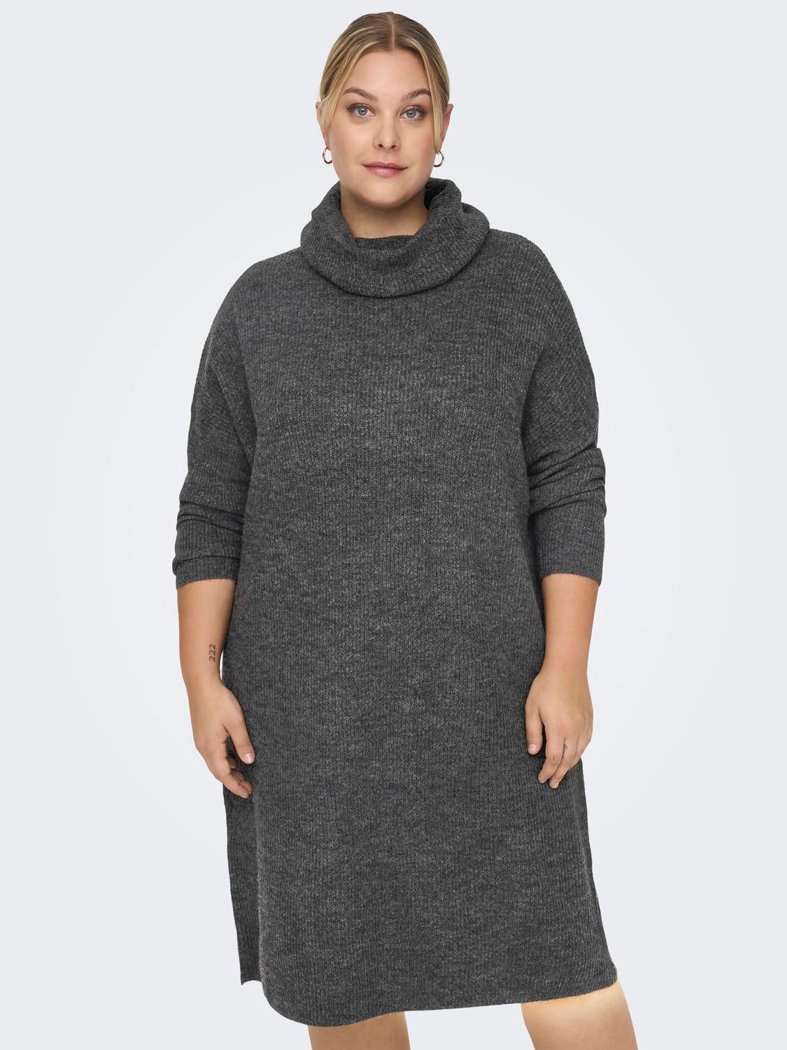 CARJANA Langes Kleid Dark Grey Melange