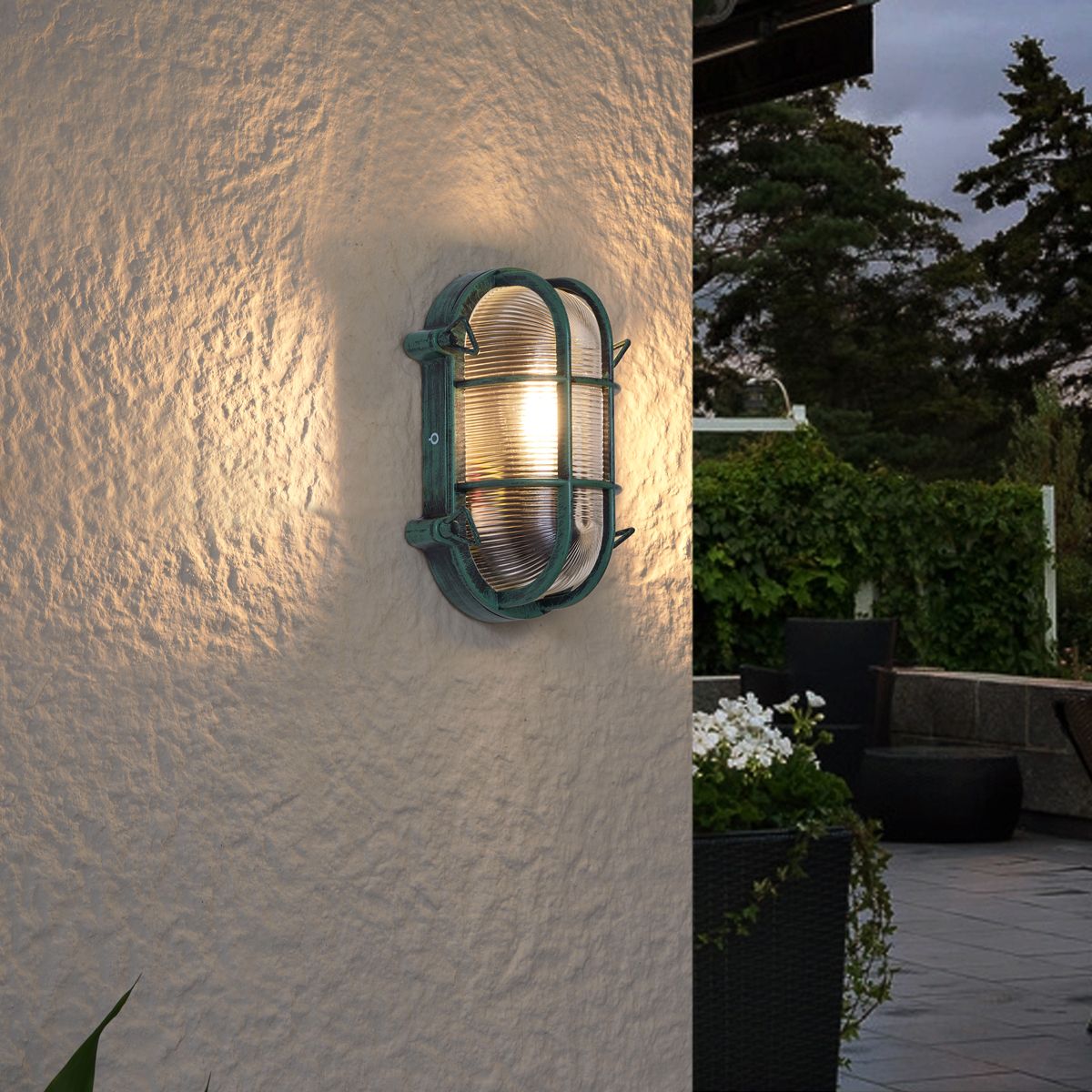 Buiten wandlamp groen ovaal IP44 - Noutica