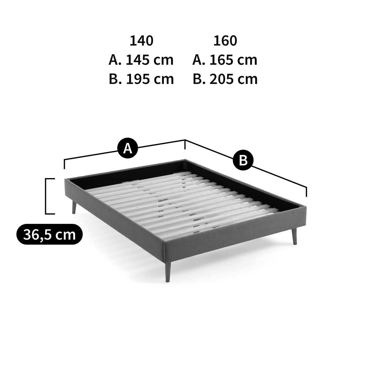 LA REDOUTE INTERIEURS<br>Cama estofada com estrado de ripas, Jimi