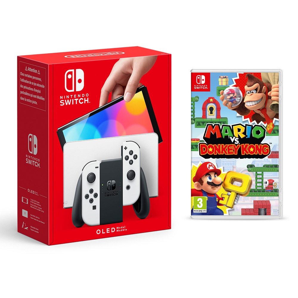 Nintendo Switch OLED Weiß & Mario vs. Donkey Kong