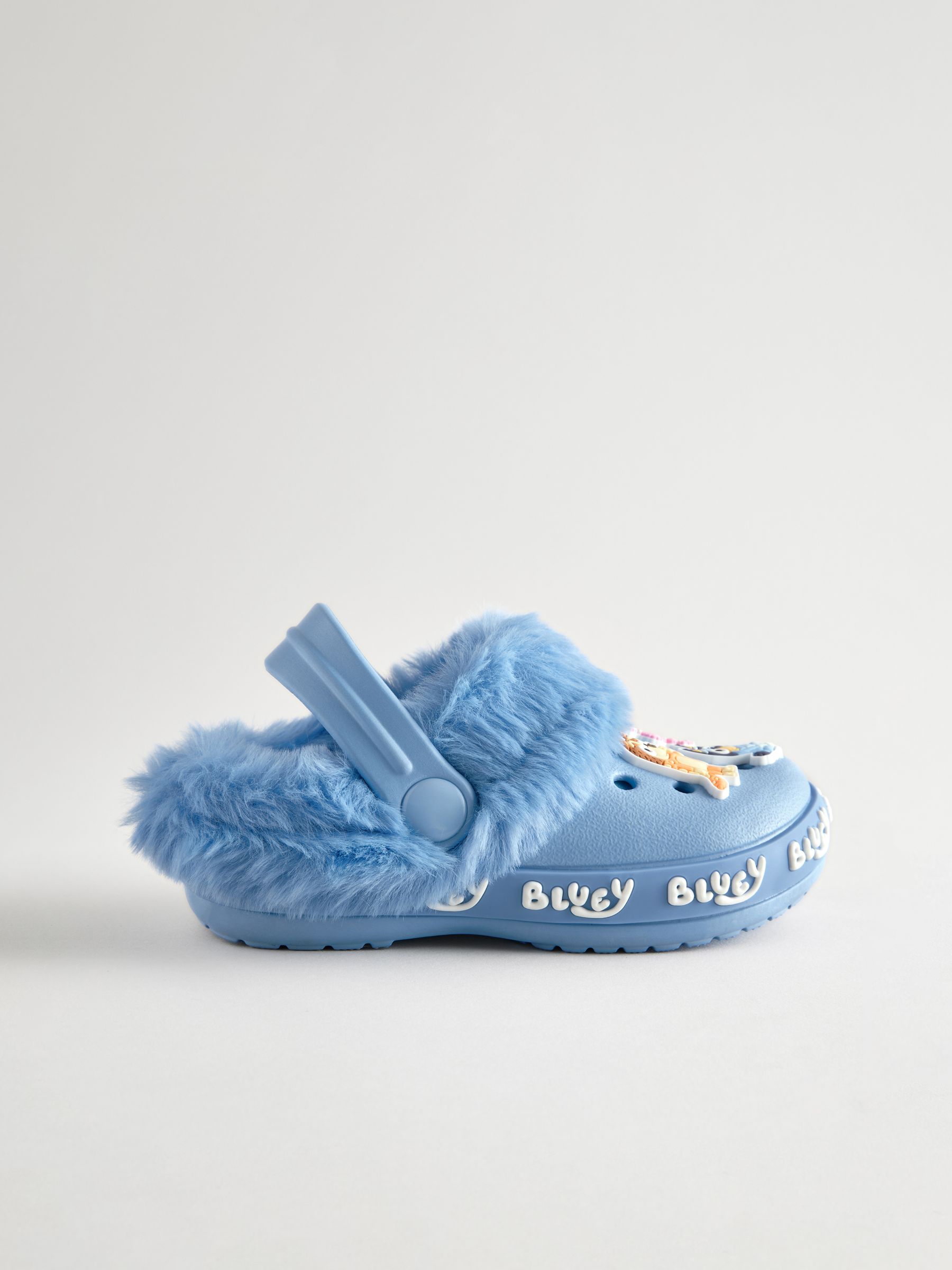 Blauw - Bluey - pantoffelklompen met voering van imitatiebont
