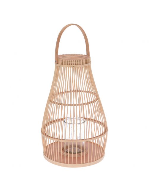 Homestyle Lantaarn Riet Naturel - Verlichting - 28x28x46 cm