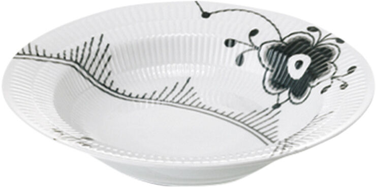 Royal Copenhagen Sort Mega Riflet 21 cm. dyb tallerken Sort
