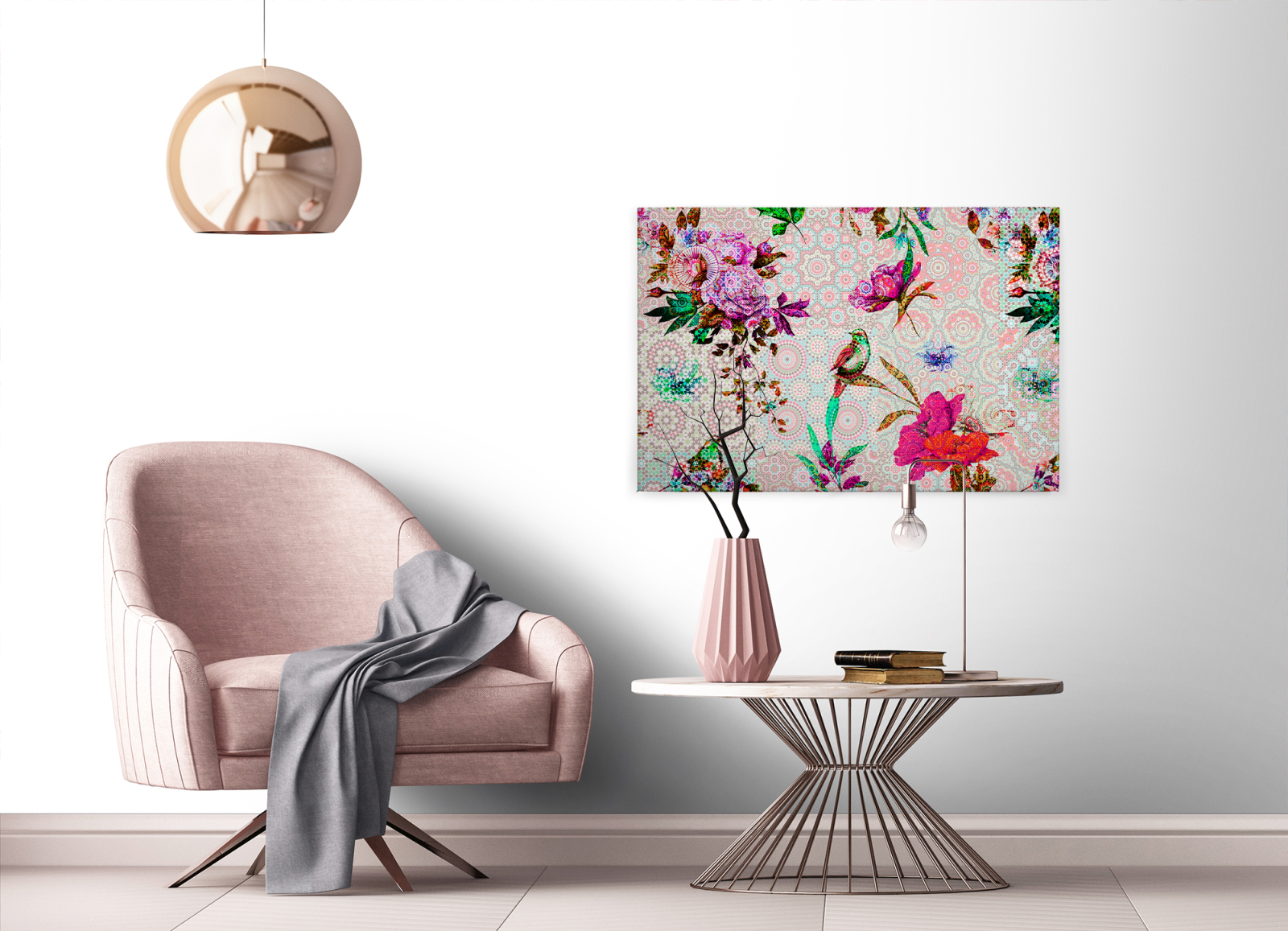 Leinwandbild VÖGEL - lila - 90x60 cm
