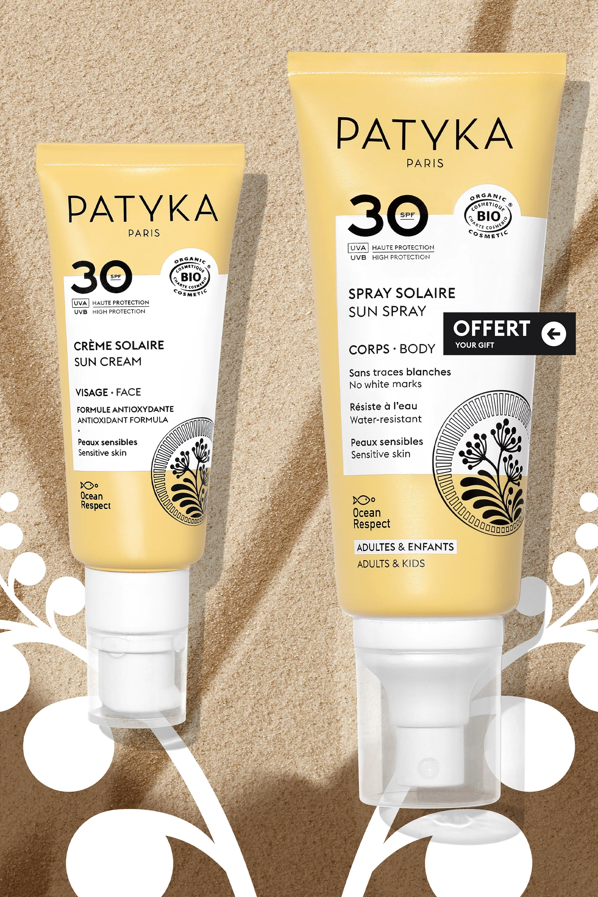 Patyka Duo Solaire crème solaire visage SPF30 et spray solaire corps SFP30 100ml offert-140 ml