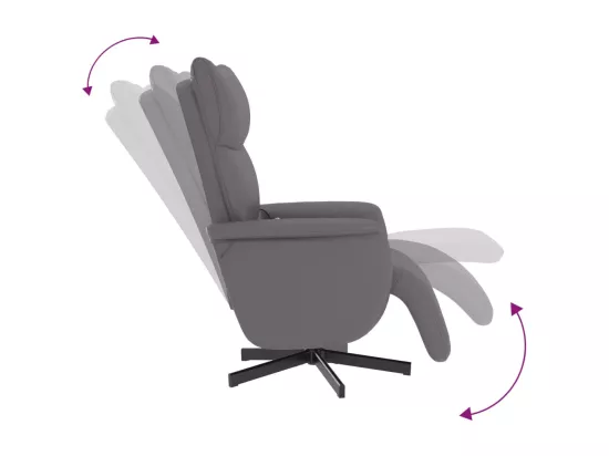 Fauteuil inclinable de massage repose-pieds gris similicuir