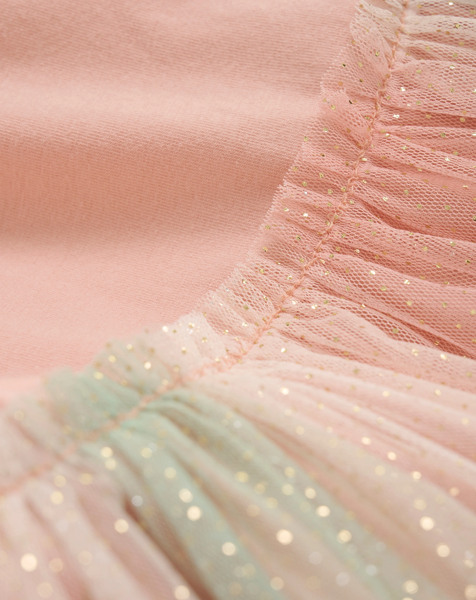 Kurzarmkleid TÜLL in peach beige
