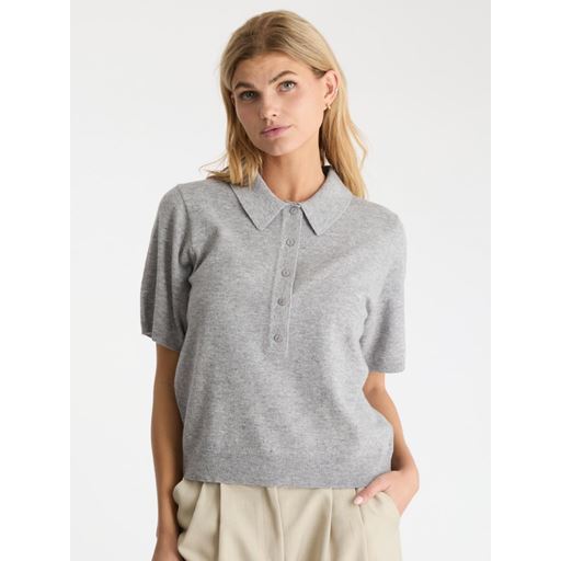 Neo Noir Gracie Knit Polo T-shirt, Light Grey Melange, 36