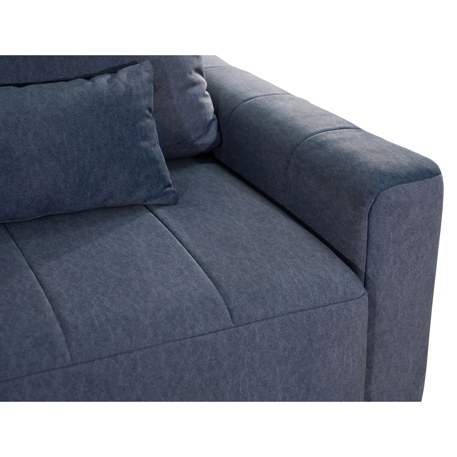 3-Sitzer Sofa - blau-grau - Samt - mit Staukasten