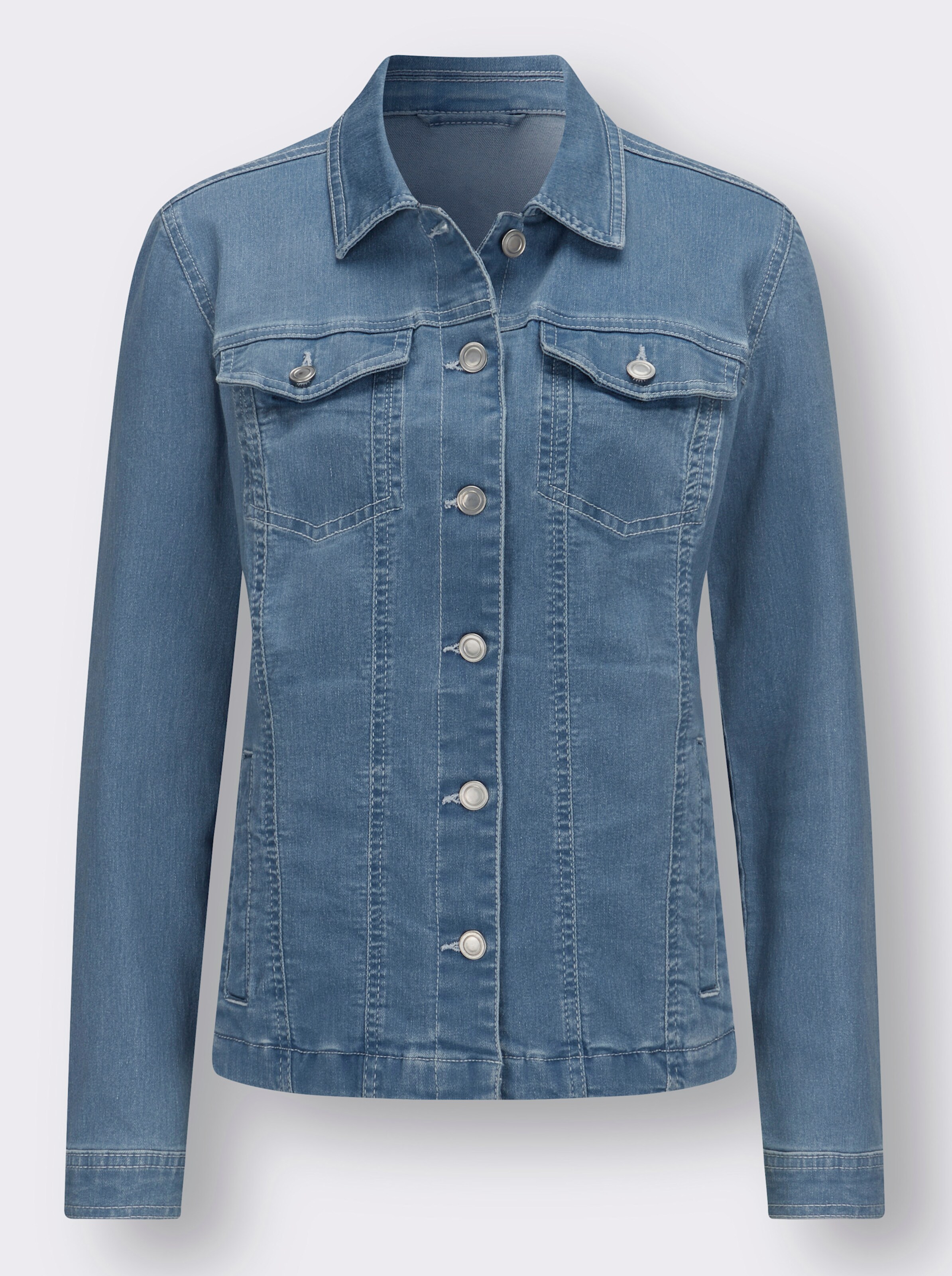 Jeansjacke mit aufgesetzten Brusttaschen