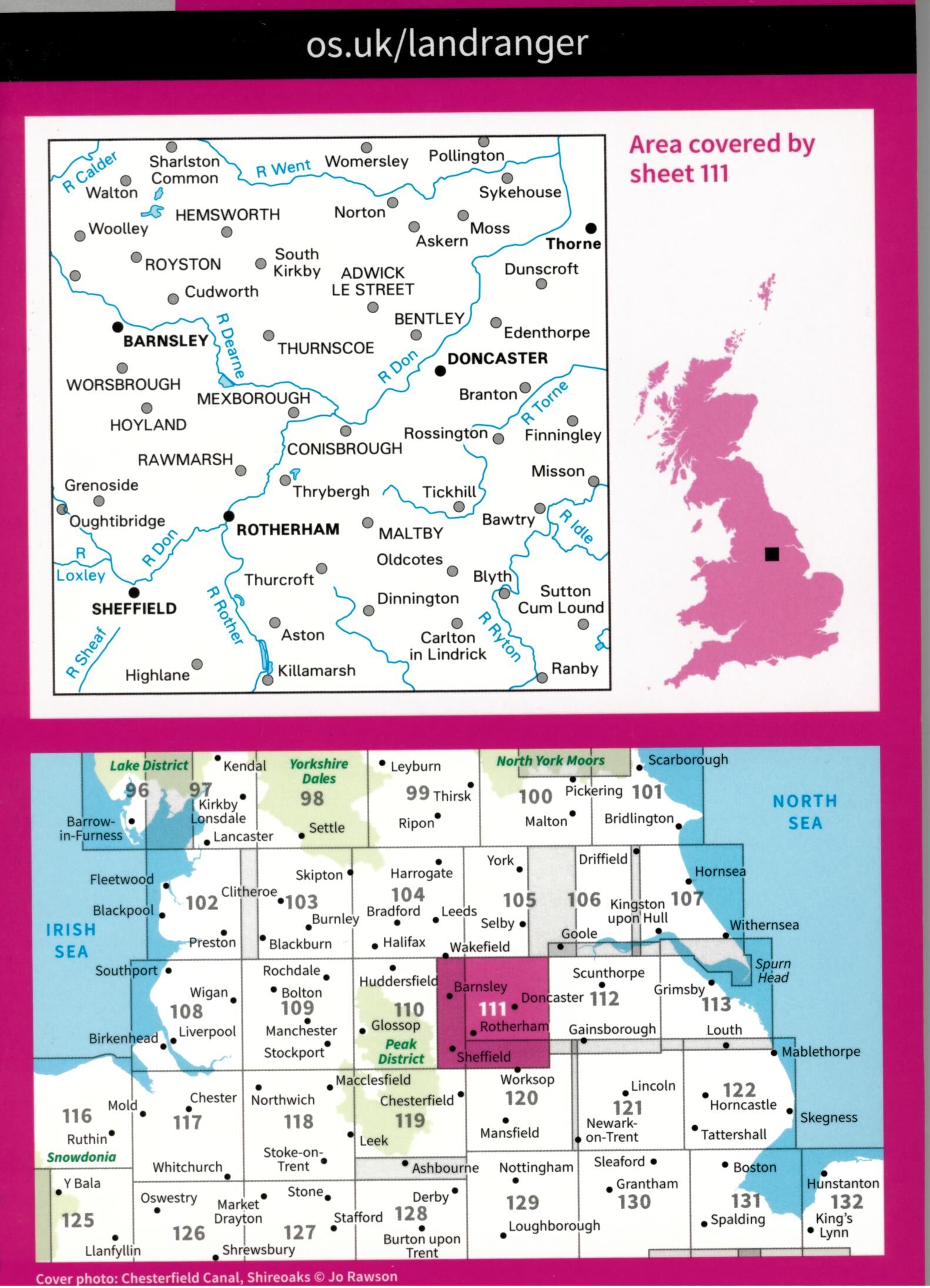 ORDNANCE SURVEY - 111 GB SHEFFIELD DONCASTER 1 50 000