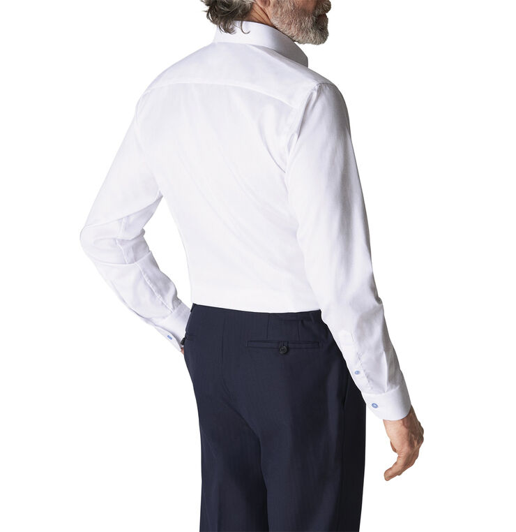 ETON White Twill Shirt Blue Details - Slim Fit Hvid