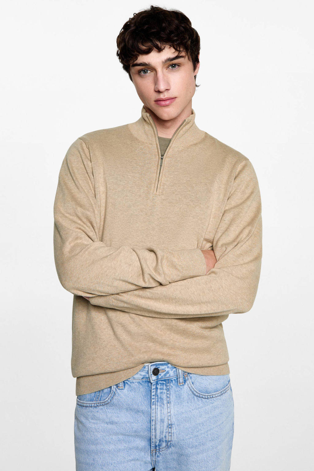 MANGO TEEN trui beige fijn gebreid