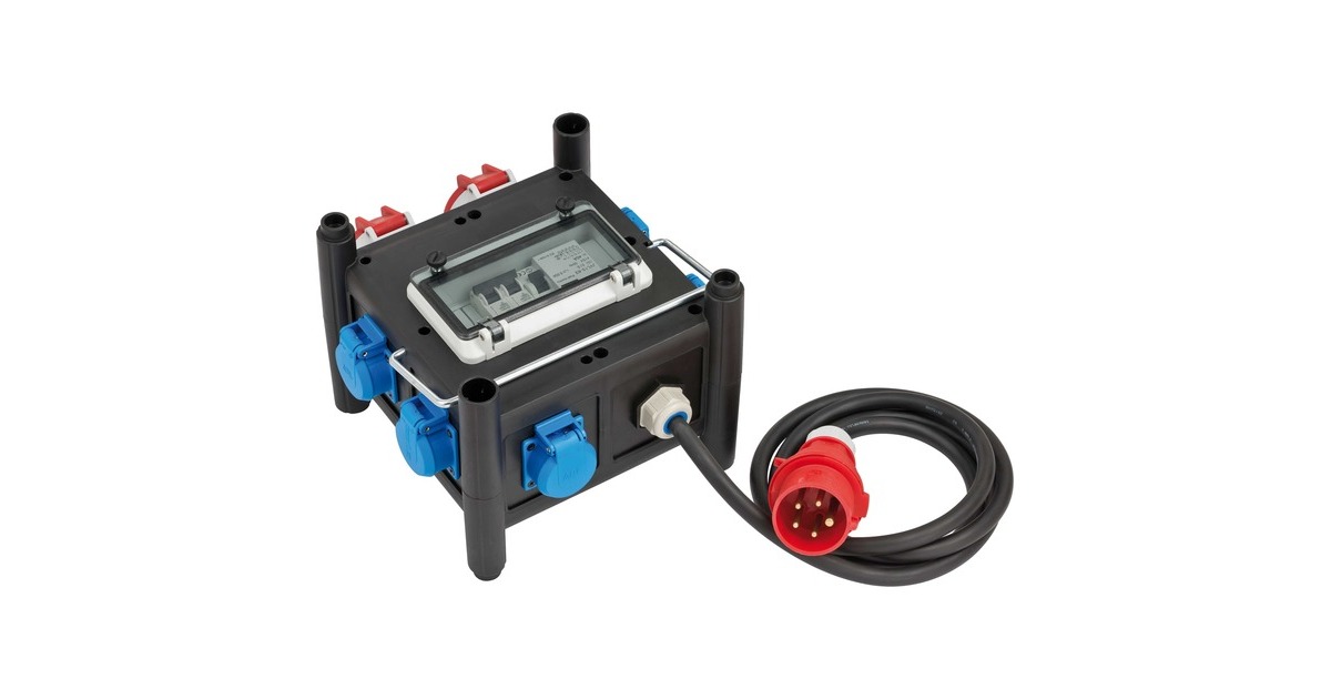 BrennenstuhlCompacte rubberen stroomverdeler BSV 3 FI/16 2 IP44 stekkerdoos  (Zwart, 2xCEE16A)