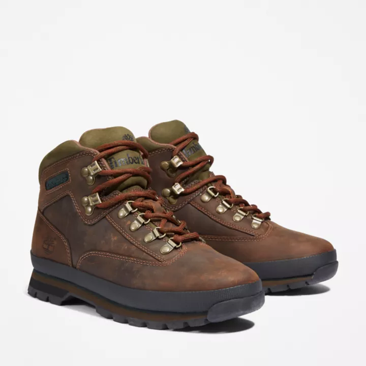 Bota de couro Euro Hiker masculina na cor marrom
