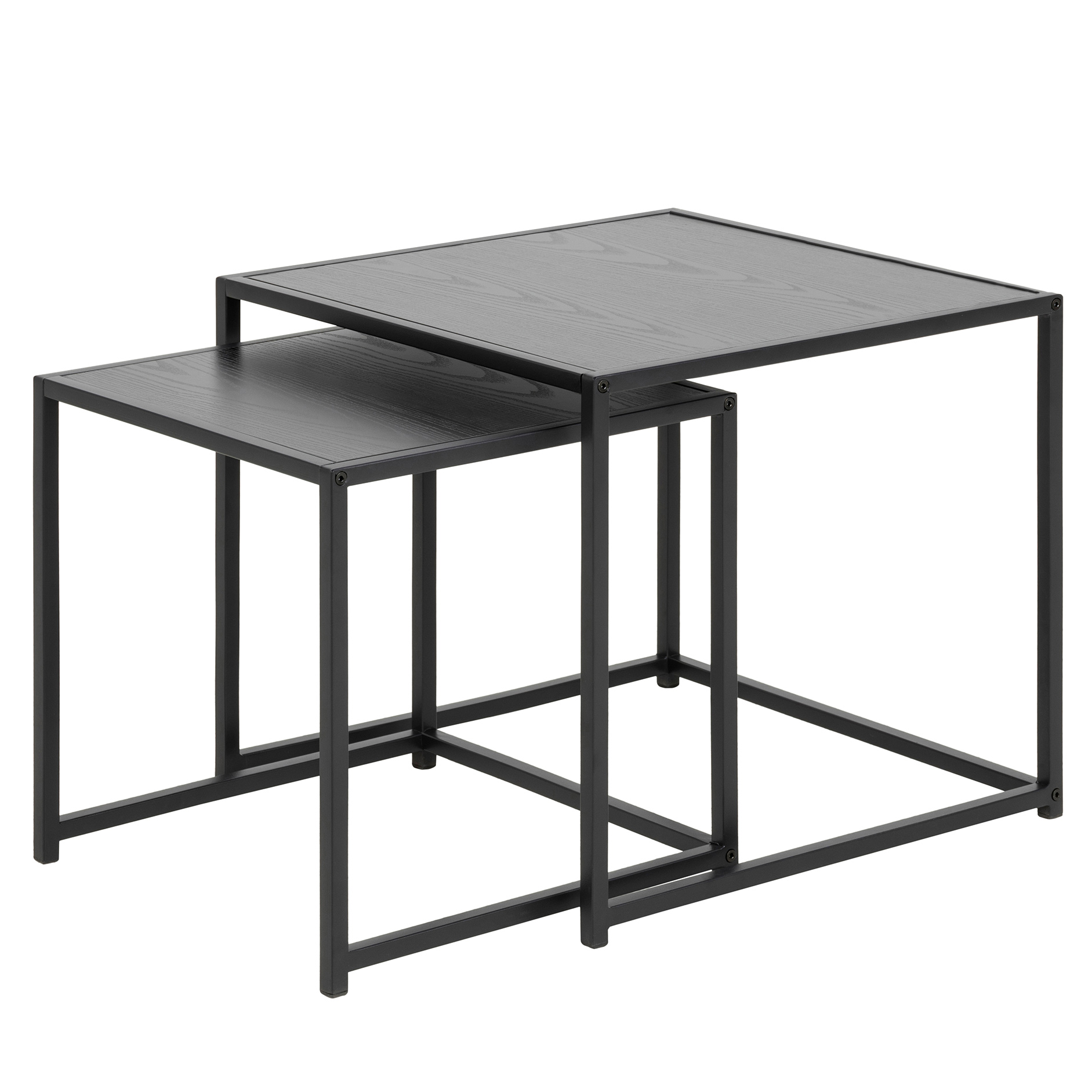 2-teiliges Couchtisch-Set SEAFORD - schwarz-Esche - 50x50 cm
