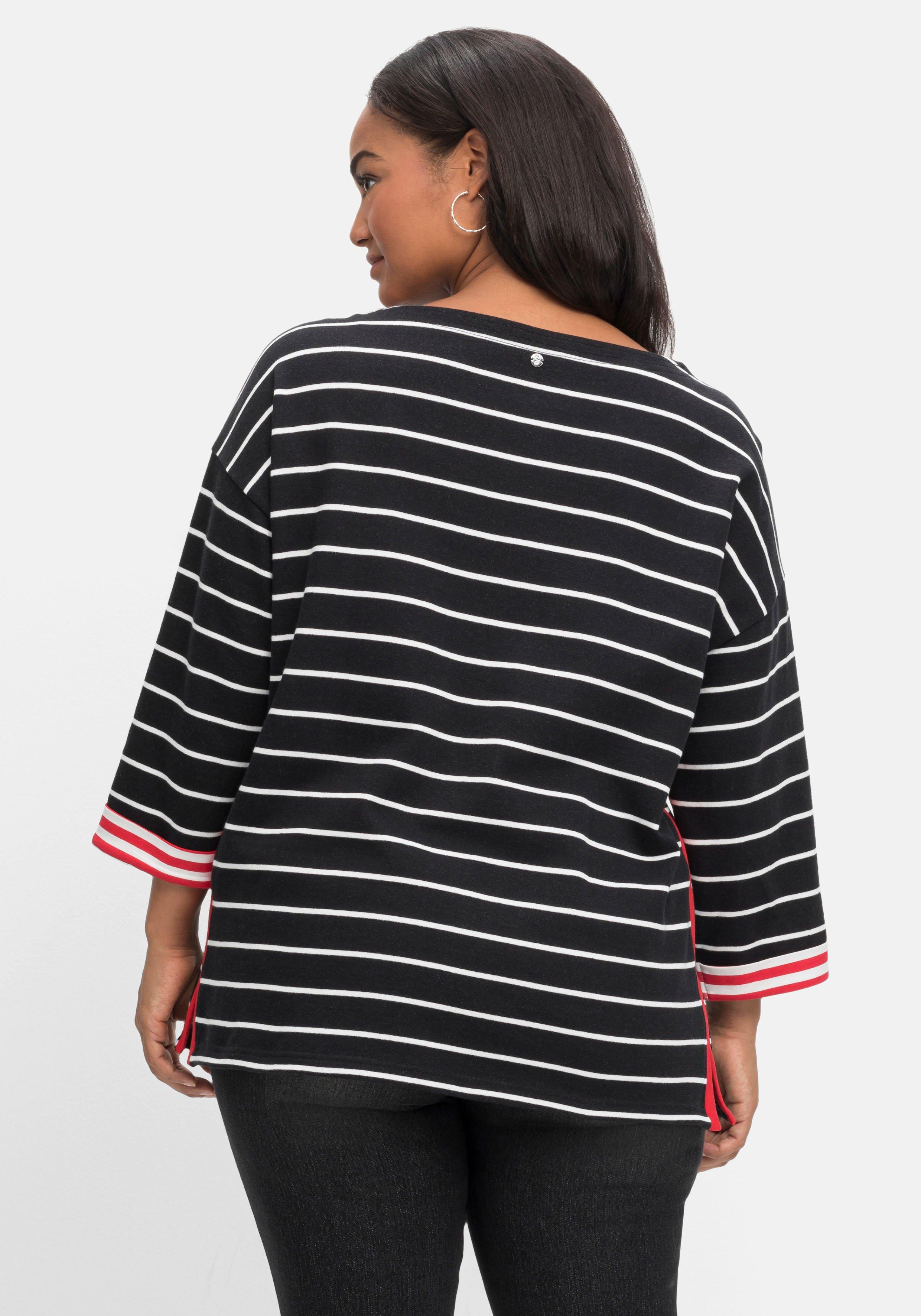 Sweatshirt mit Ringeln und Kontrastdetails