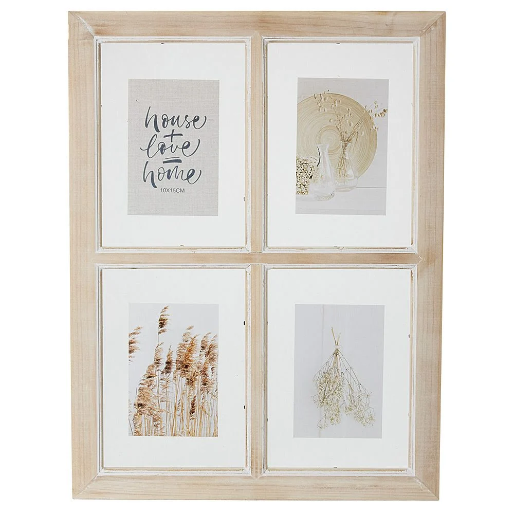 Cadre photo design Fenêtre en bois 4 vues