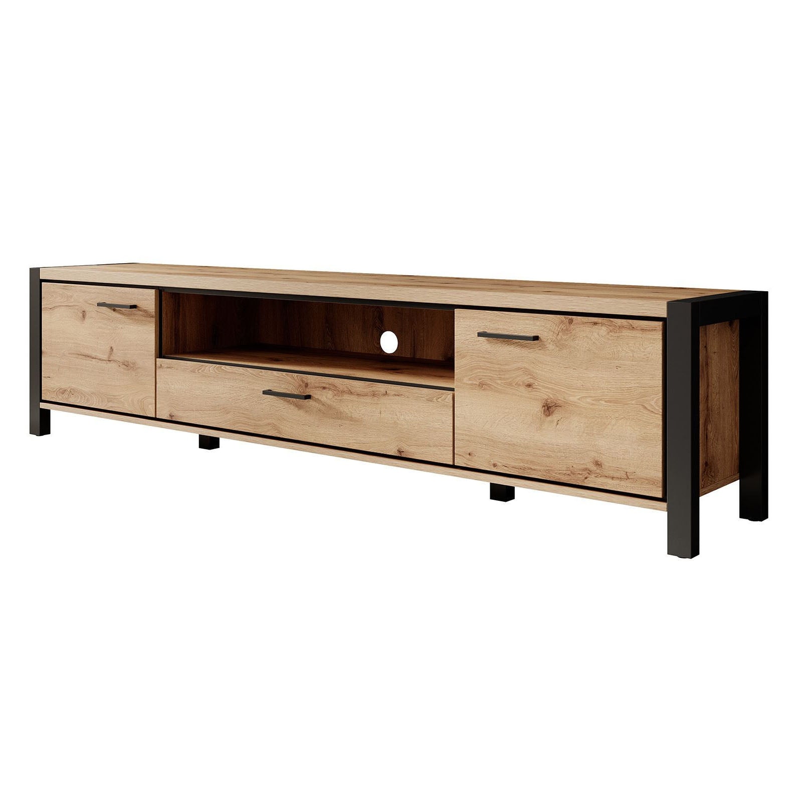 Acapulco - TV-Meubel - Eiken/zwart - 210 cm