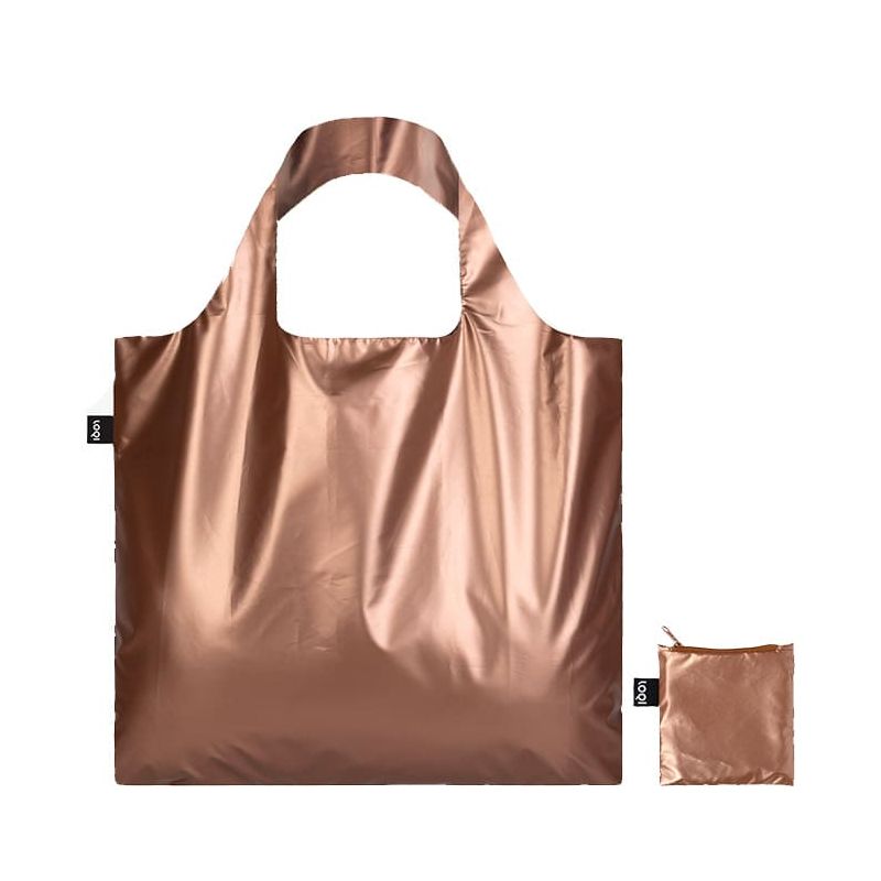 Sac shopping pliable avec pochette zip 50cm Metallic Matt Rose Gold