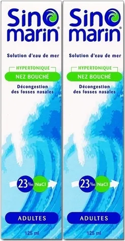 Solution d'Eau de Mer Nez Bouché Adultes - Lot de 2x125ml