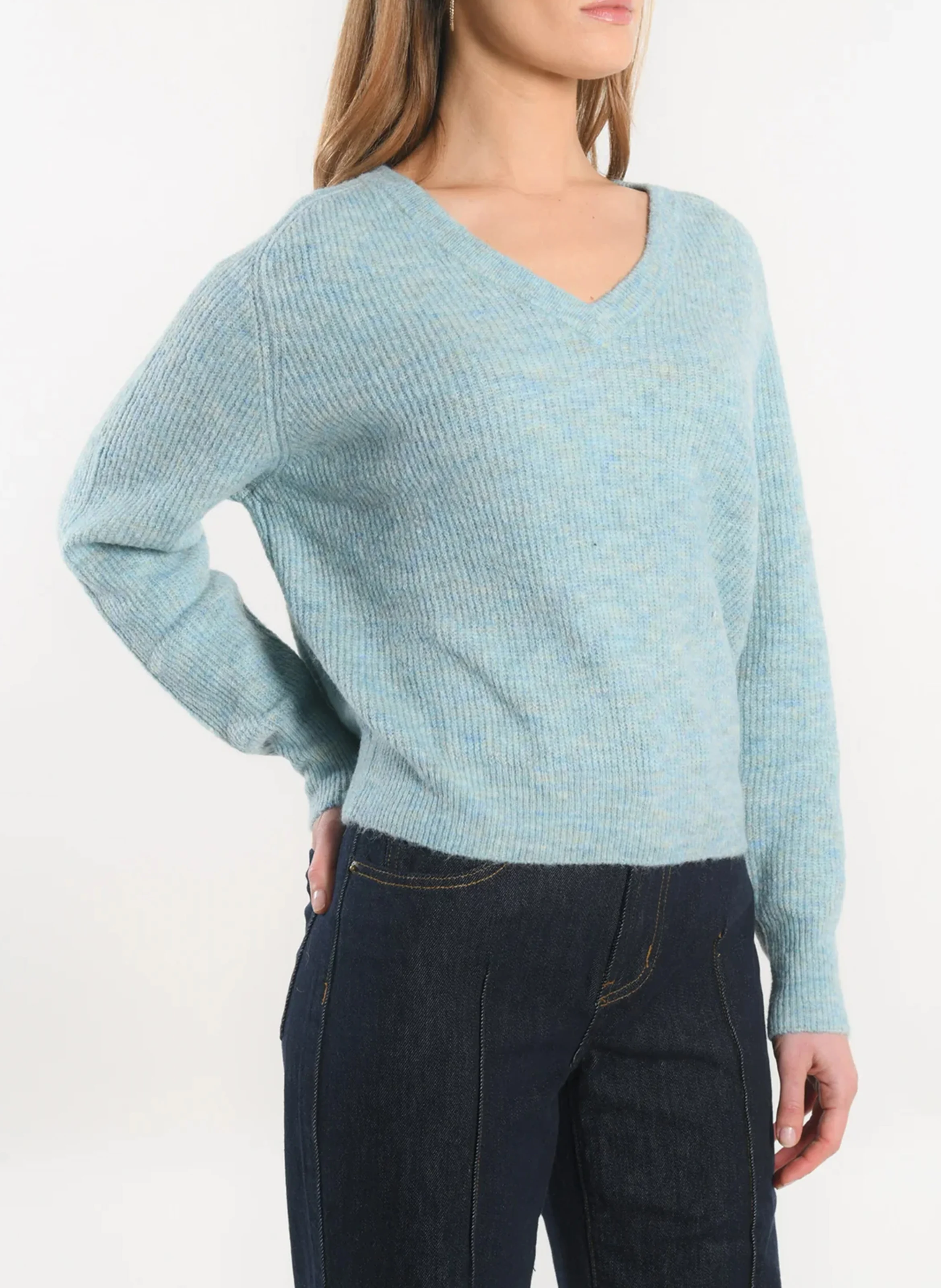 DANNA - Gilet droit col rond| Bleu