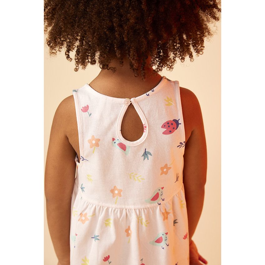 Robe débardeur en jersey imprimé fantaisie pour bébé fille - Rose